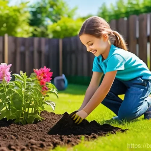 에코크리에이션의 교육적 활용 방안 - **Prompt 1: Children planting a vibrant garden at school.**
    A diverse group of cheerful children...