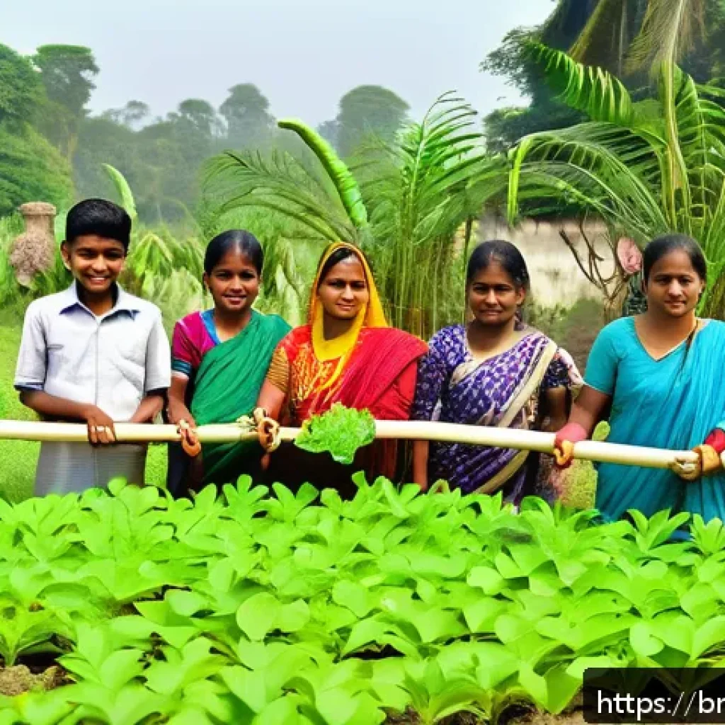 에코크리에이션의 사회적 인식 변화 - A vibrant community tree planting event in a lush green park in Bangladesh, featuring diverse groups...